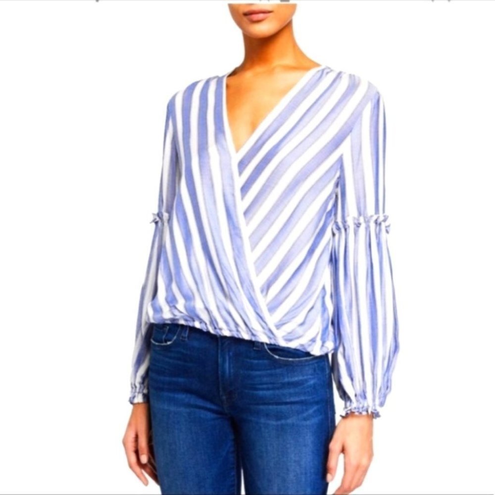 Max Studio  Women's Striped Wrap Blouse Size L